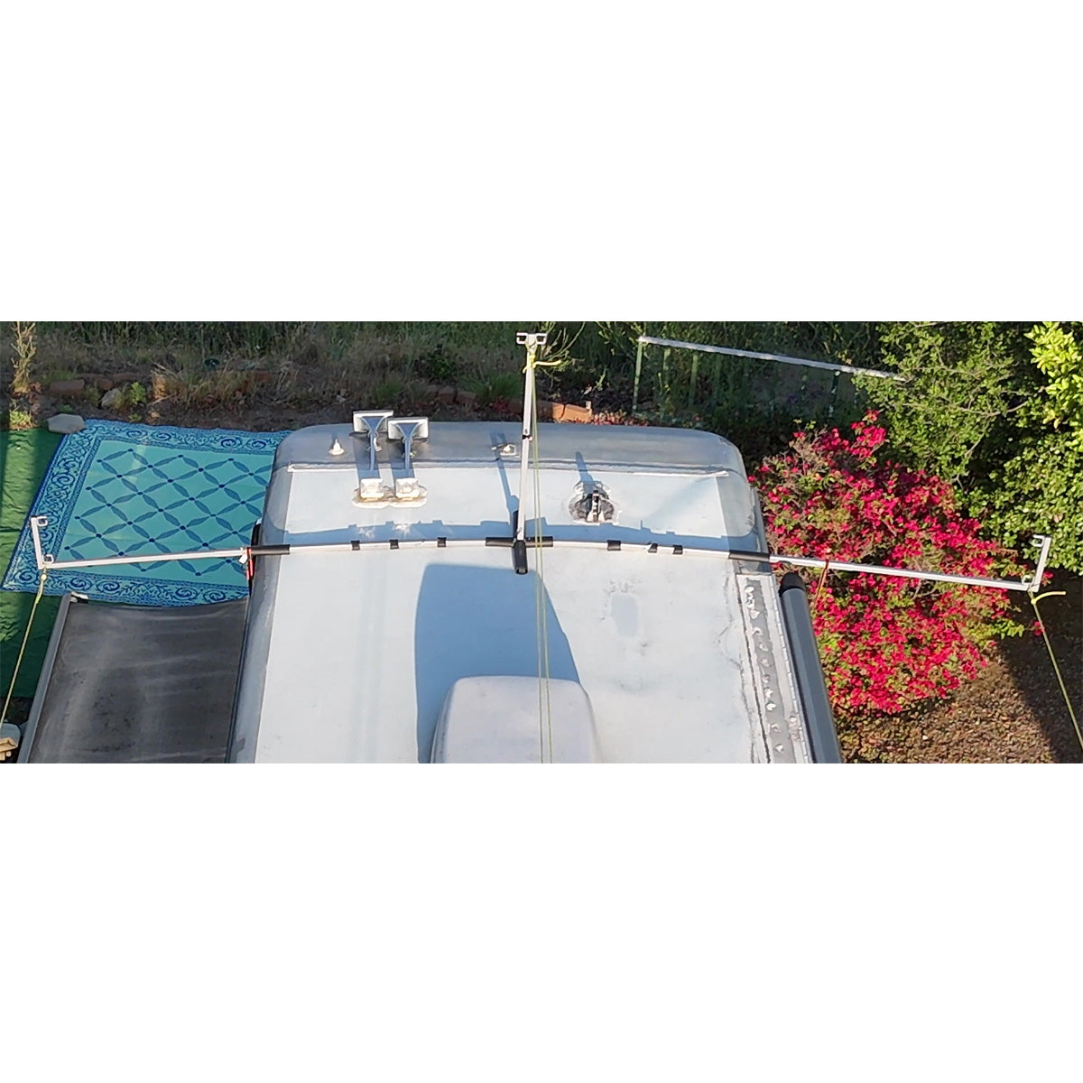 Hovershade frame setup on roof ov RV
