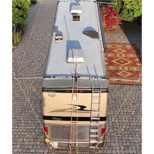 Hovershade frame and line setup and attachment on a 40 foot RV