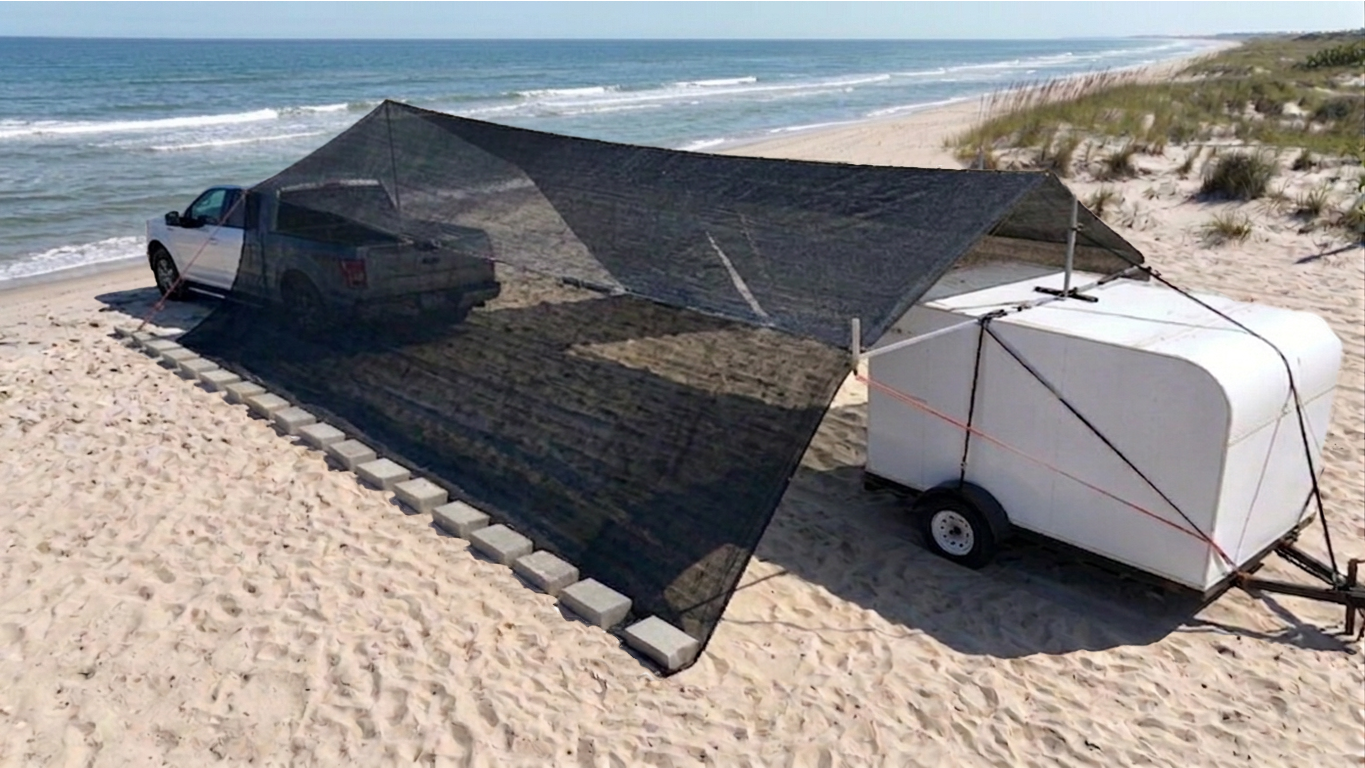 Hovershade on the beach shading and camping in california