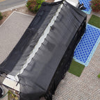 Hovershade frame and shade setup pulling the shade closed like a curtain