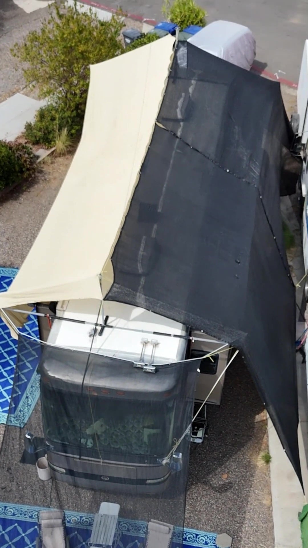 RV Cooling Roof & Side Shade Canopy, Portable, Modular, wind proof Frame Only Kit