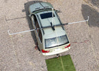 Hovershade canopy frame shade structure mounted on a roof of an SUV